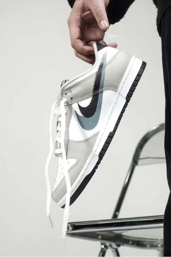 Nike Dunk Low Spray Paint Swoosh 灰白 噴墨 雙勾