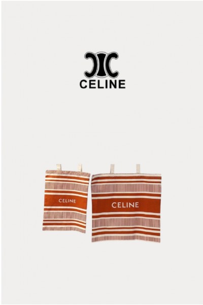 Celine 橘白條紋 帆布袋