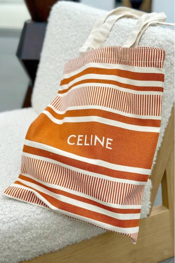 Celine 橘白條紋 帆布袋