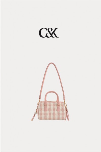 Charles & Keith 小ck 格紋保齡球包