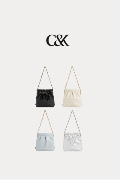 Charles & Keith 小ck 細鍊抓皺後背包(4色)
