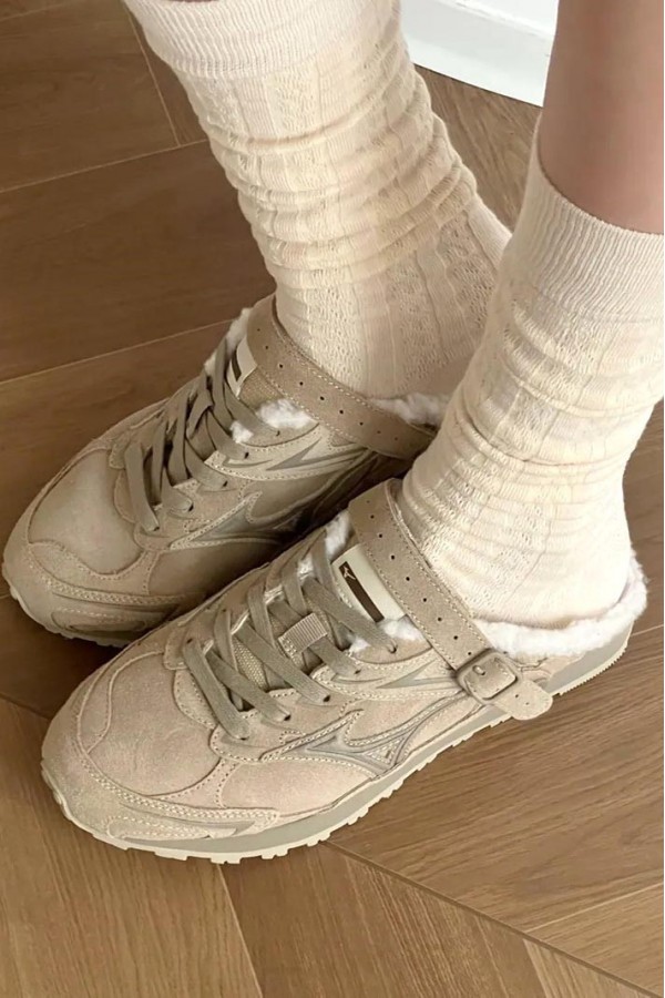 Mizuno Lg 60s Slipper 絨毛 淡奶茶 穆勒拖鞋