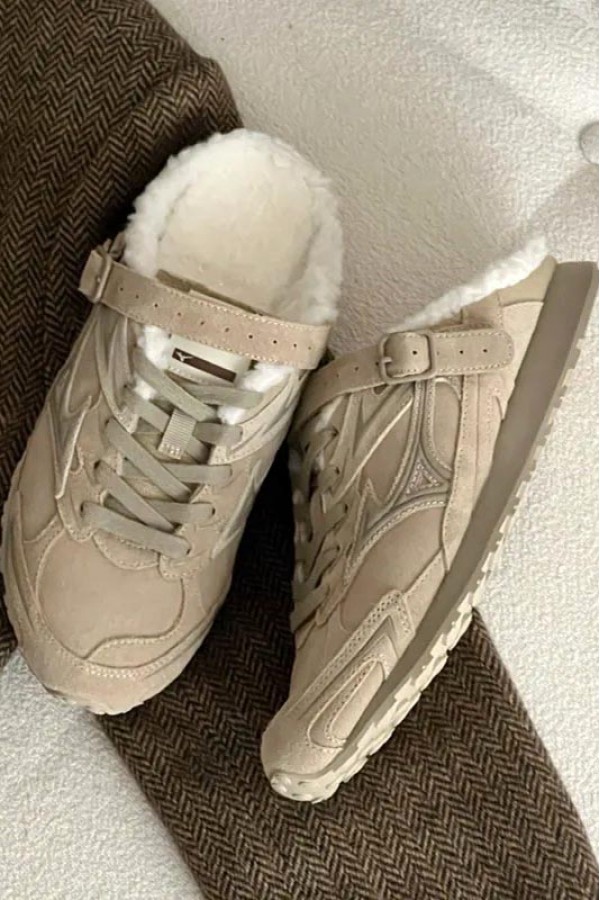 Mizuno Lg 60s Slipper 絨毛 淡奶茶 穆勒拖鞋