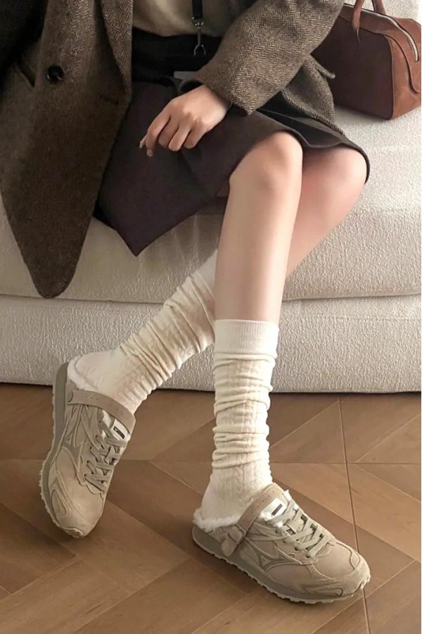 Mizuno Lg 60s Slipper 絨毛 淡奶茶 穆勒拖鞋