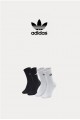 Adidas 荷葉邊 中筒襪 黑/白(一組)