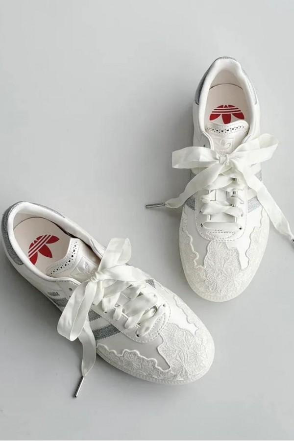 Adidas Samba OG 蕾絲 珠光白灰