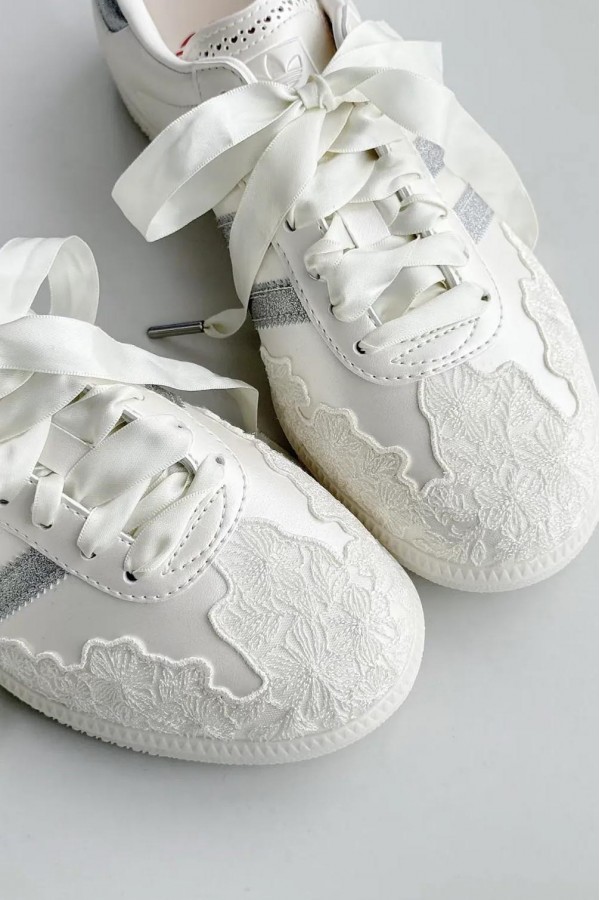 Adidas Samba OG 蕾絲 珠光白灰