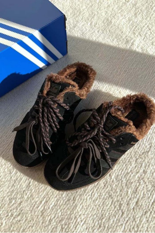 Adidas Samba OG 毛絨 穆勒鞋 棕