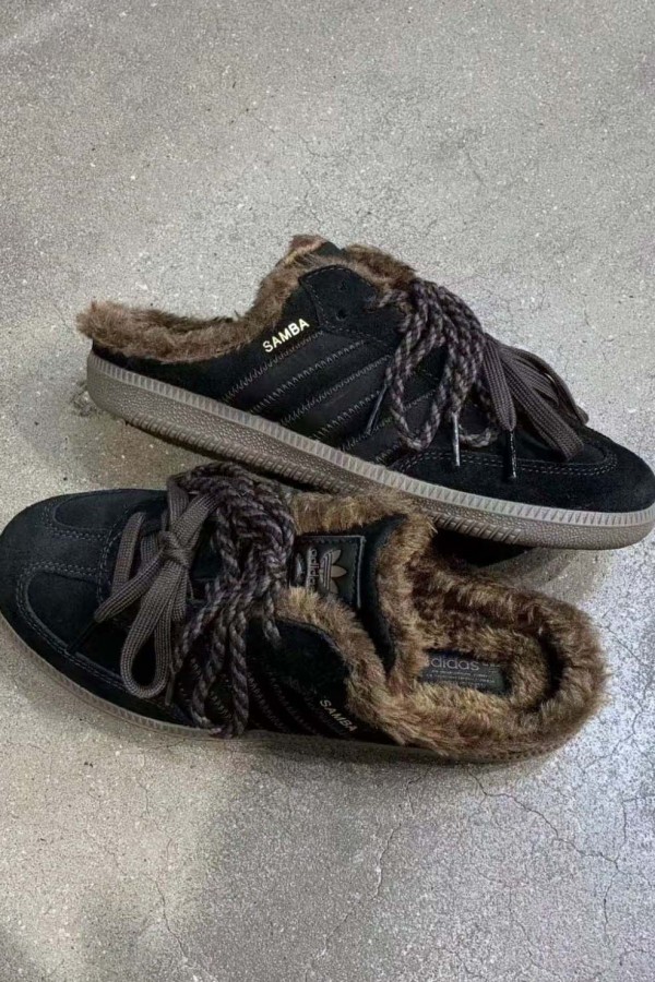 Adidas Samba OG 毛絨 穆勒鞋 棕