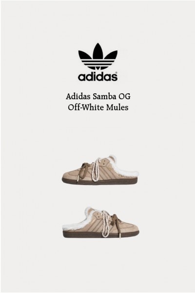 Adidas Samba OG 毛絨 穆勒鞋 米白
