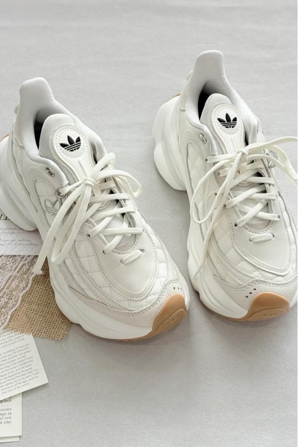 Adidas Ozvenuz 菱格紋 奶油白 老爹鞋