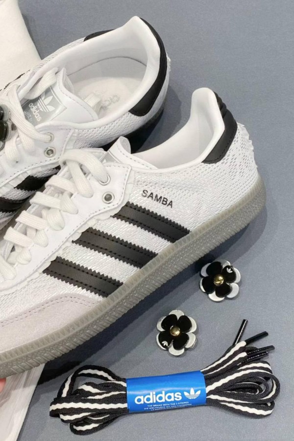 Adidas Samba 小香風 蕾絲 小花 黑白