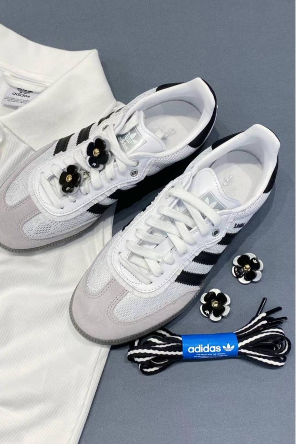 Adidas Samba 小香風 蕾絲 小花 黑白