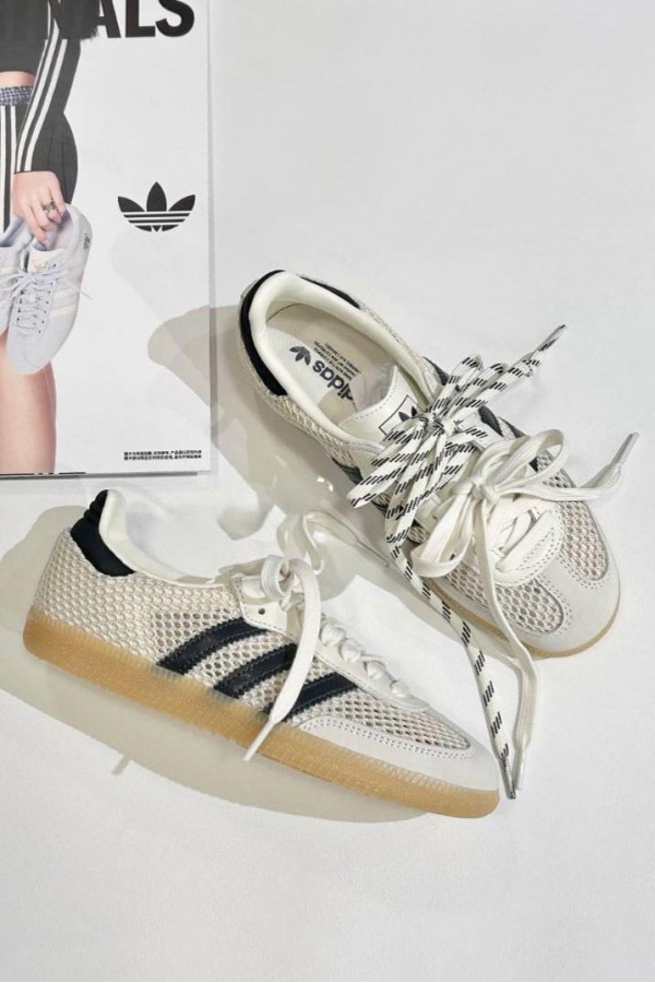 Adidas Samba OG 簍空 編織 米黑