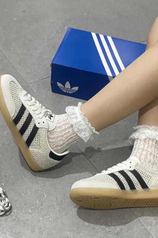 Adidas Samba OG 簍空 編織 米黑
