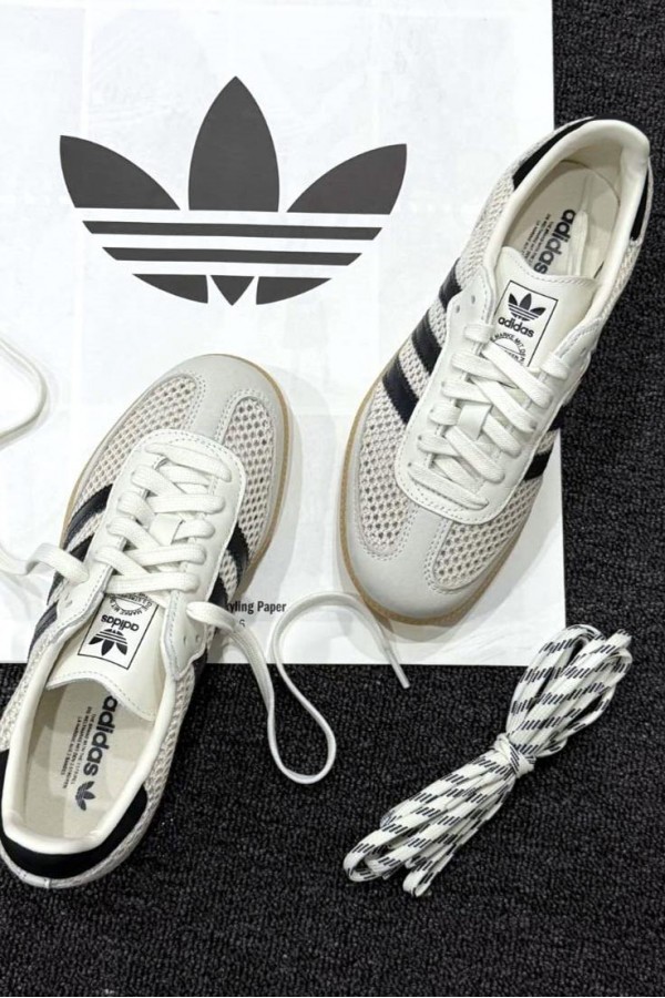 Adidas Samba OG 簍空 編織 米黑
