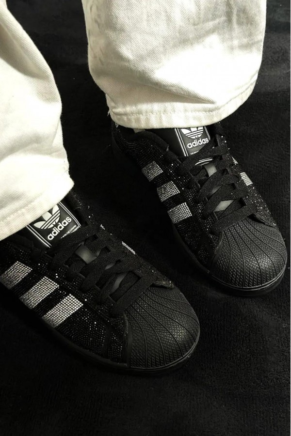 Adidas superstar II 水鑽 黑銀
