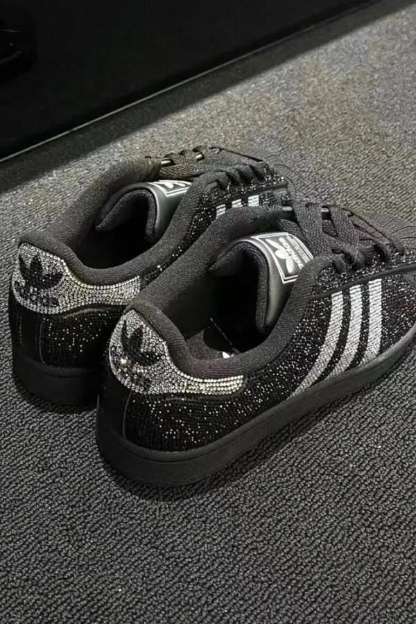 Adidas superstar II 水鑽 黑銀