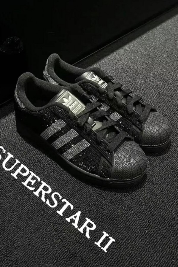 Adidas superstar II 水鑽 黑銀
