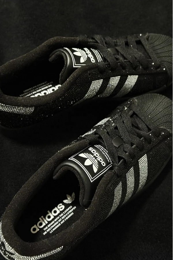 Adidas superstar II 水鑽 黑銀