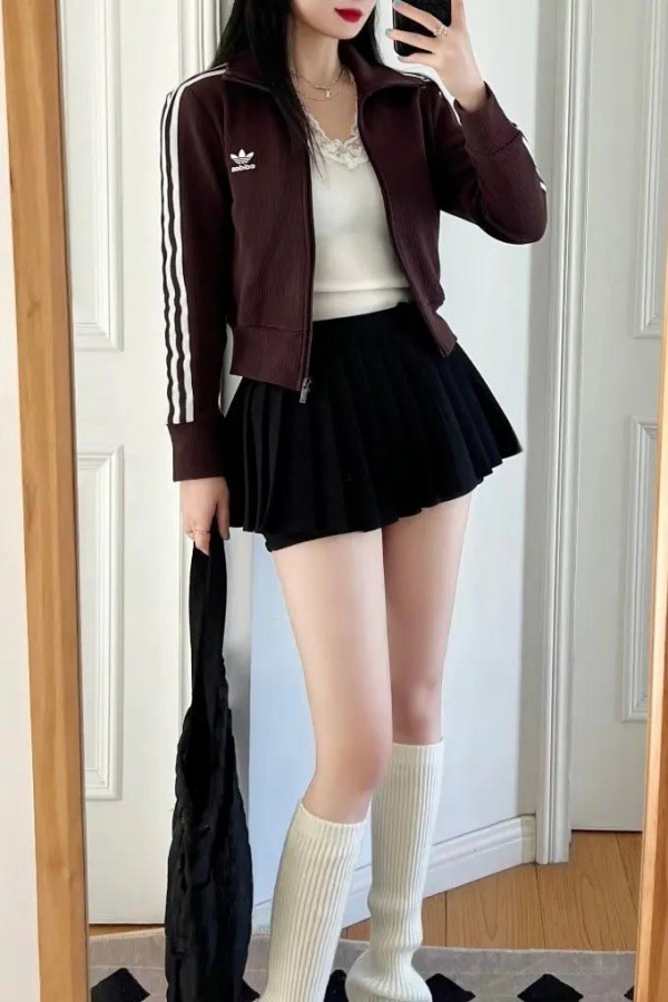 Adidas Originals 針織 三線外套 咖棕