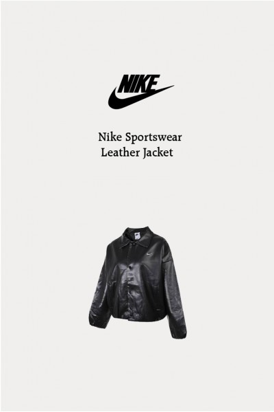 Nike Sportswear 豹紋領 皮外套