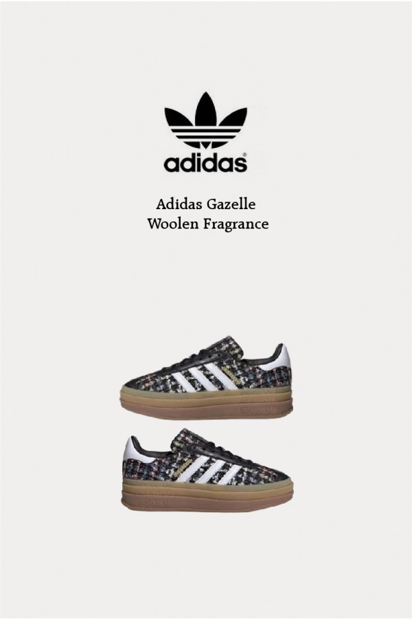 [限時優惠快速出貨] Adidas Gazelle 小香風毛呢 厚底 黑