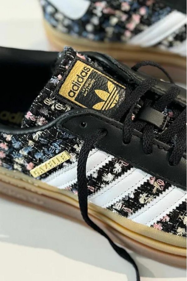 [限時優惠快速出貨] Adidas Gazelle 小香風毛呢 厚底 黑