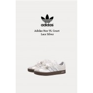 [訂製鞋] Adidas Neo VL Court 蝴蝶結 蕾絲白銀