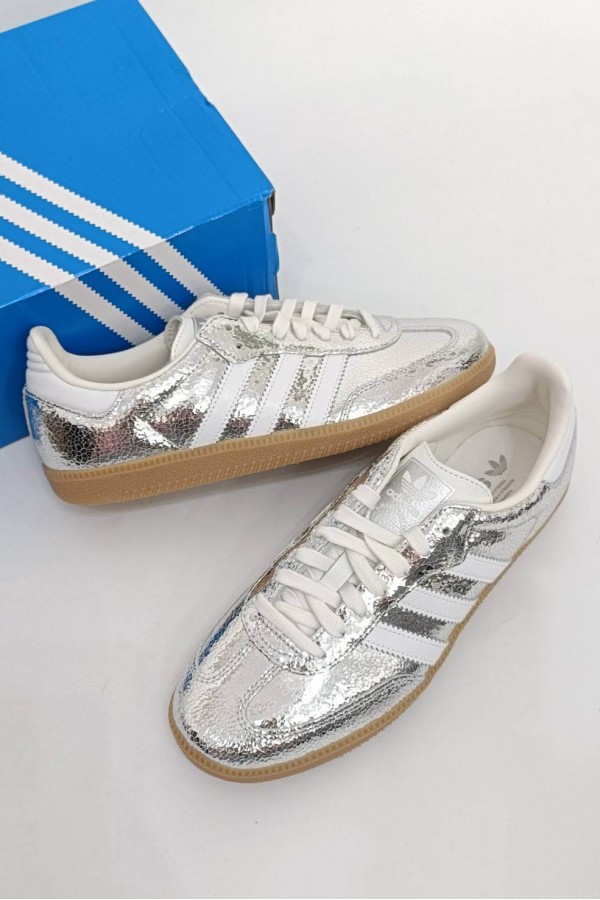［超商快速出貨］Adidas Samba OG 裂紋 鏡面銀白