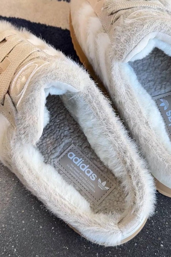 Adidas Campus 00S 毛茸茸 穆勒拖鞋 奶茶