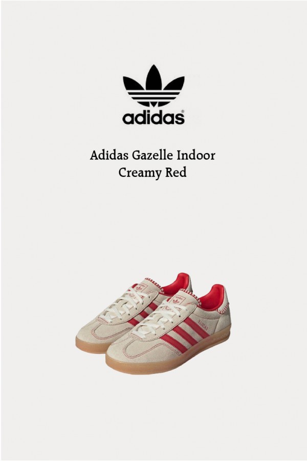 [2026馬年限定]  Adidas Gazelle Indoor 外縫線 奶油紅