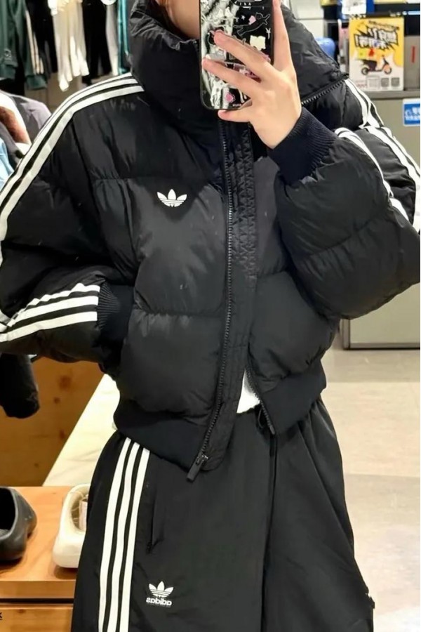 Adidas Originals Cropped 三線 羽絨外套 黑