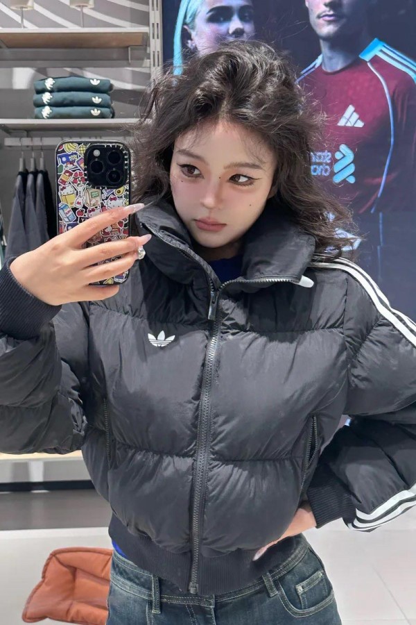 Adidas Originals Cropped 三線 羽絨外套 黑
