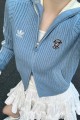 Adidas Originals 針織 雙拉鍊外套 奶油藍