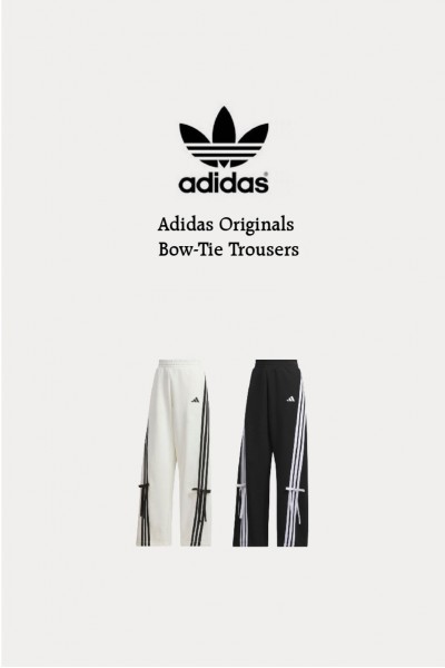 Adidas Originals 條紋 蝴蝶結 寬褲 白