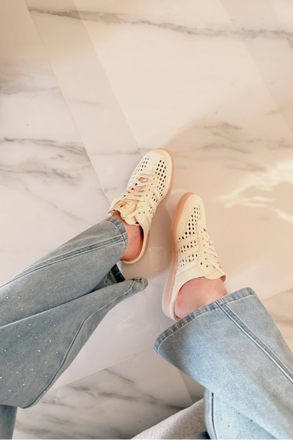 Adidas Samba 編織 穆勒拖鞋 米白