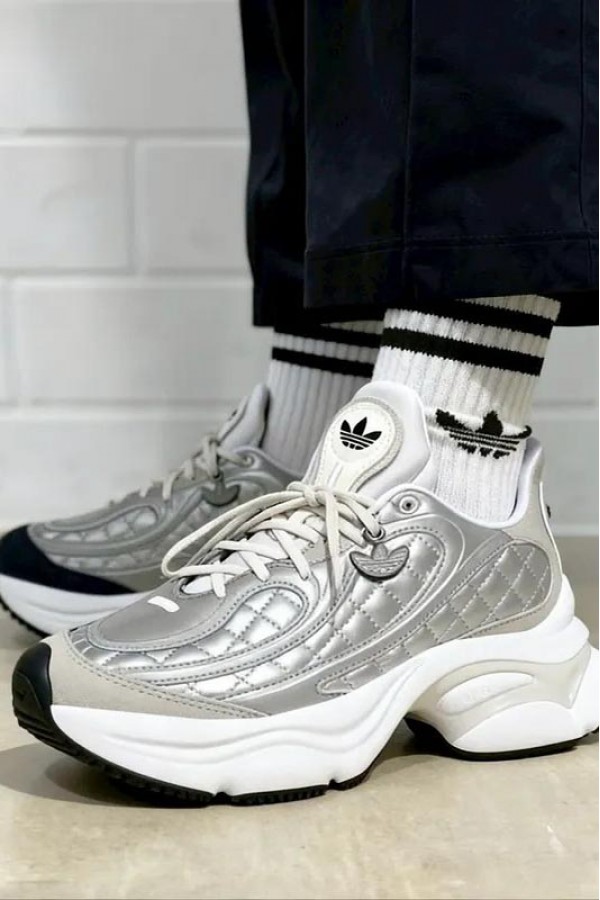 Adidas Ozvenuz 菱格紋 銀白 老爹鞋