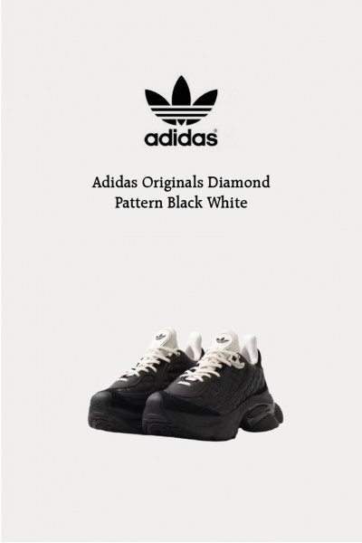 Adidas Ozvenuz 菱格紋 黑白 老爹鞋