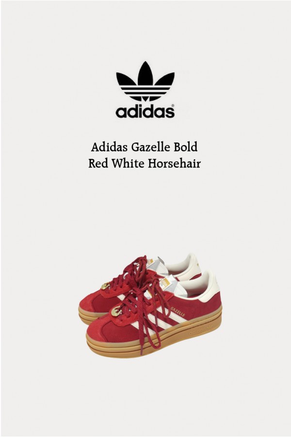 [2026馬年限定]  Adidas Gazelle Bold 馬年 厚底 馬毛 紅白