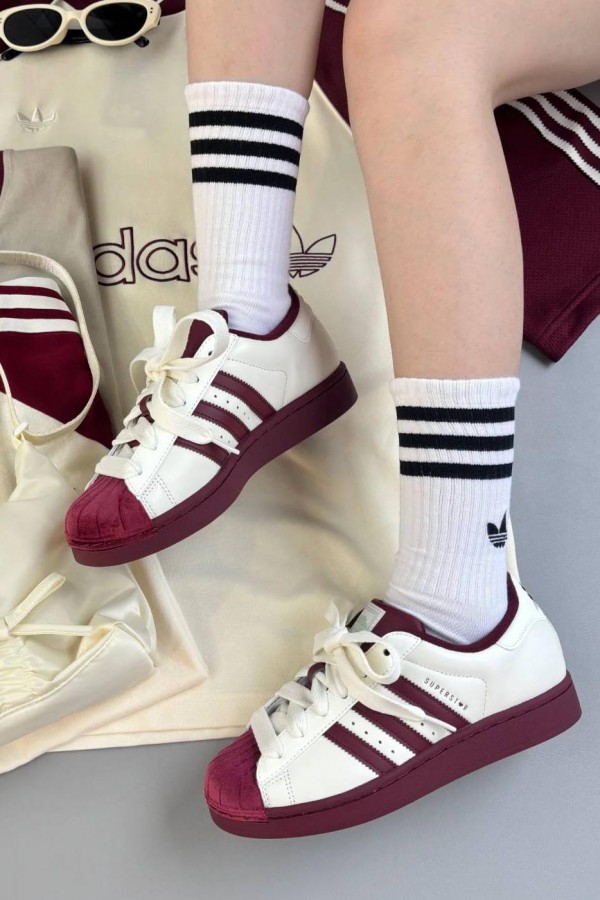 Adidas Superstar 2.0 白絲絨酒紅 Adidas Superstar 2.0 白絲絨酒紅