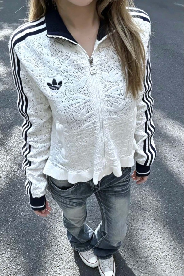 Adidas Originals 荷葉邊 提花紋 針織外套 (2色)