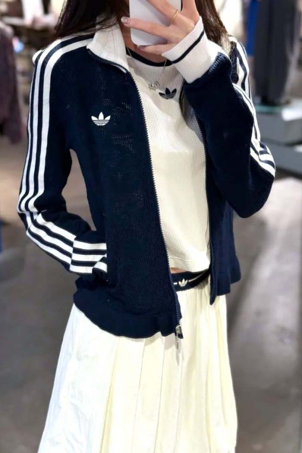 Adidas Originals 荷葉邊 提花紋 針織外套 (2色)