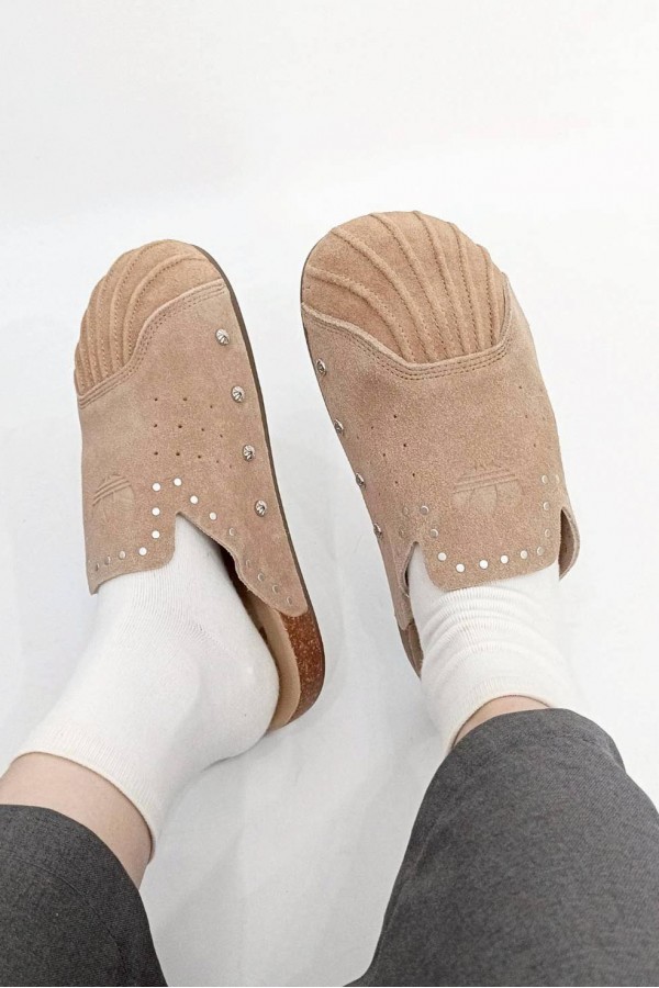 Adidas Adimule Superstar 鉚釘 穆勒拖鞋 棕色  