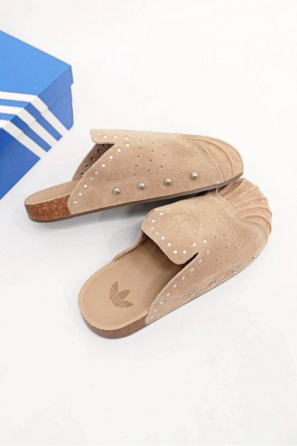 Adidas Adimule Superstar 鉚釘 穆勒拖鞋 棕色  