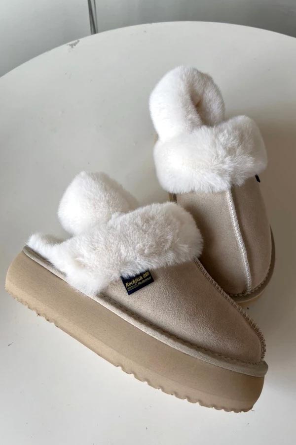  韓國 Rockfish 厚底 毛毛懶人穆勒鞋(毛帶款) 新款-6色